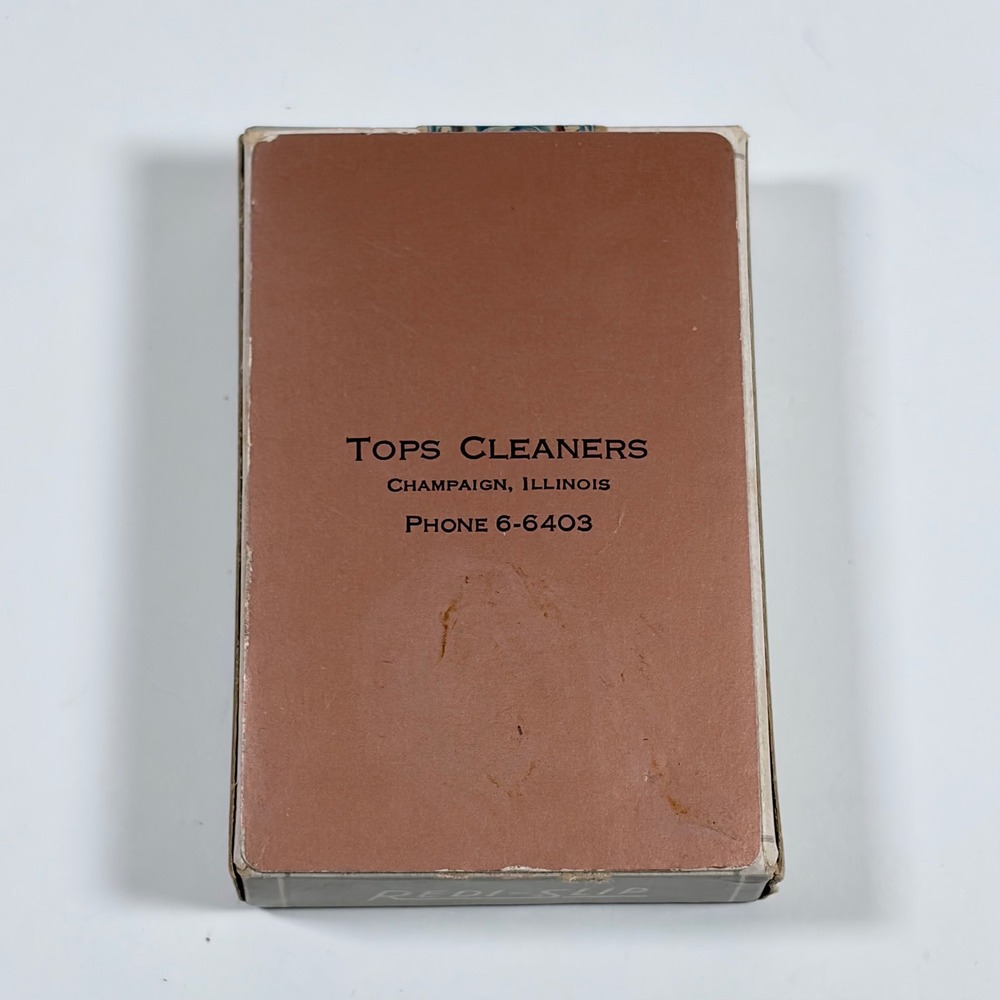 Vintage Playing Cards Tops Cleaners Champaign Illinois Redi-Slip Box Remembrance